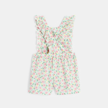 جمبسوت قصيرة بنقشة الزهور، باللون الوردي للفتيات الصغيرات